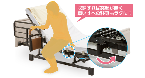 アプローチがしやすく移乗もスムーズ 収納式サイドレールホルダー